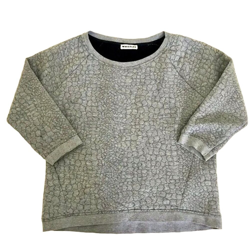 Whistles Designer‎ Women's Grey Quilted Semi-Cropped Pullover Sweatshirt. Size 2